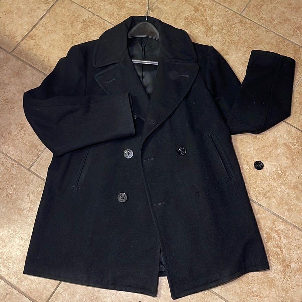 Men/Womens black wool pea coat
